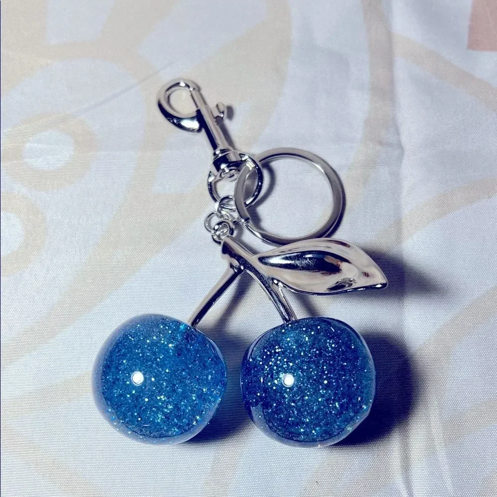 Sparkling Blue Cherry Keychain